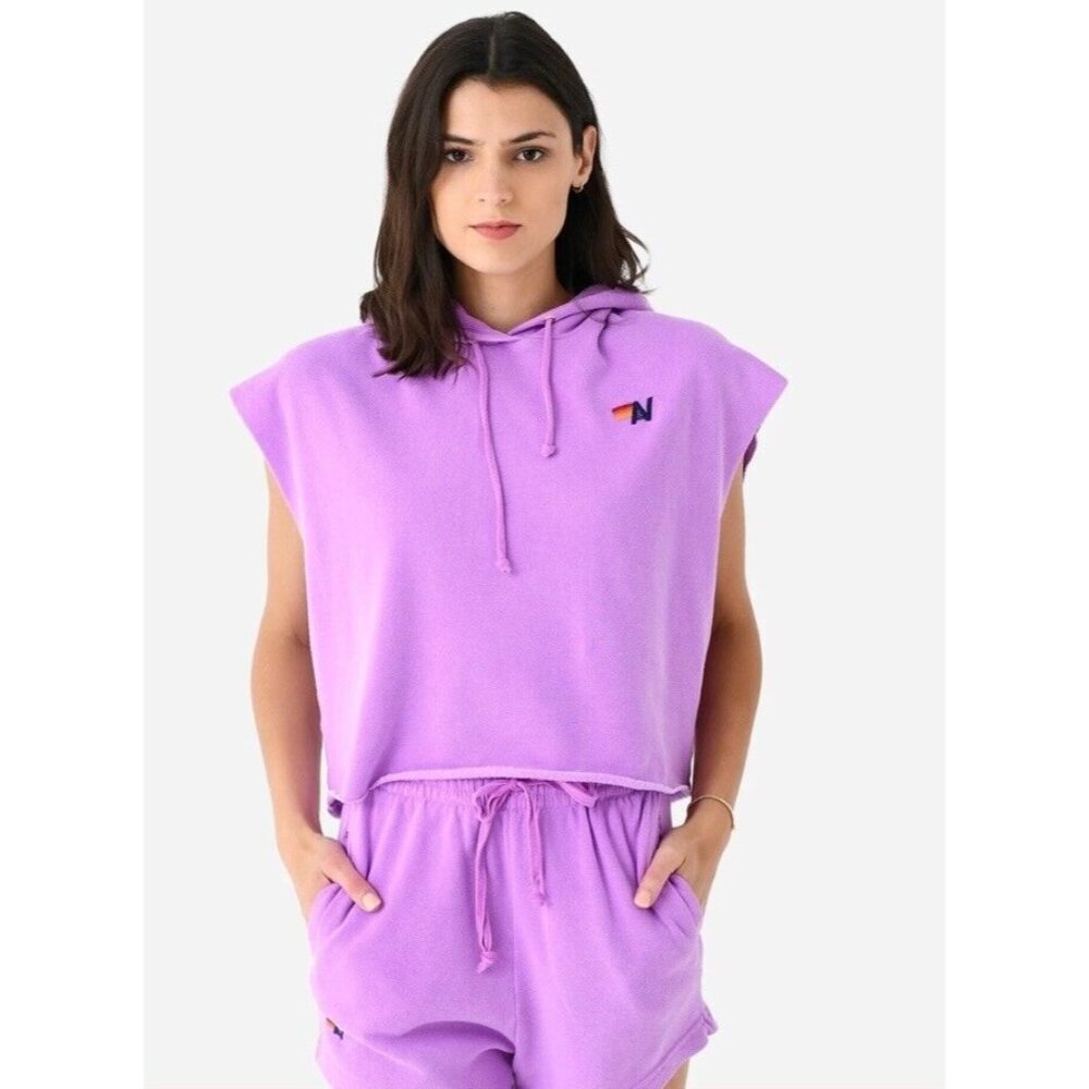 Aviator Nation Purple Sleeveless Hoodie